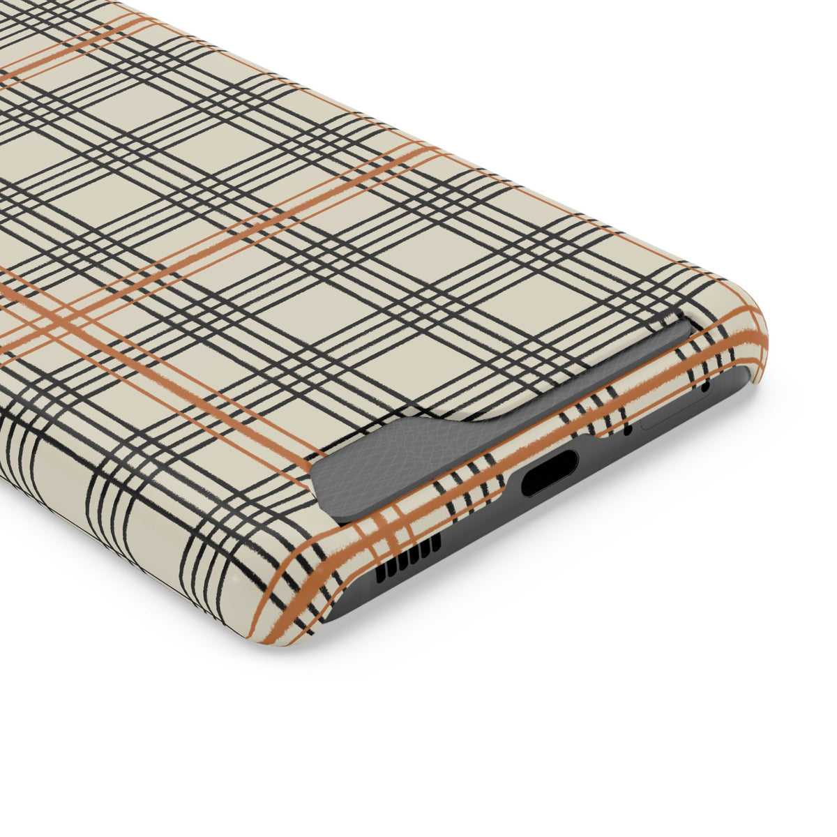Plaid Card-Holder Phone Case — Slim Protective Wallet Case