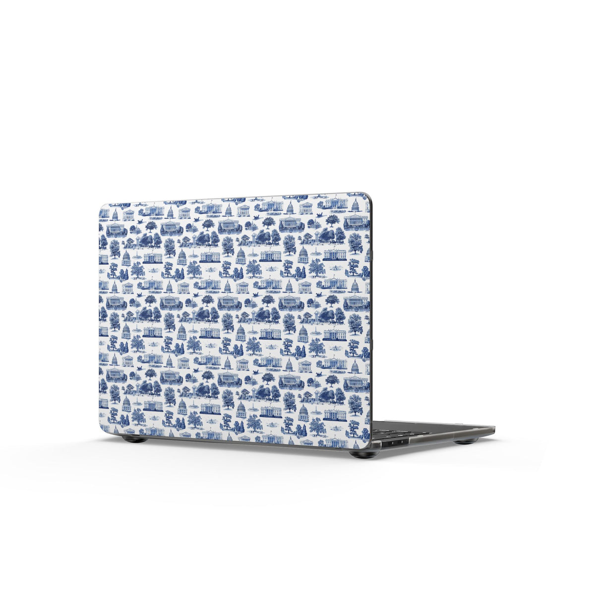 Blue Toile MacBook Case — Vintage Cottage Pattern Matte Laptop Cover