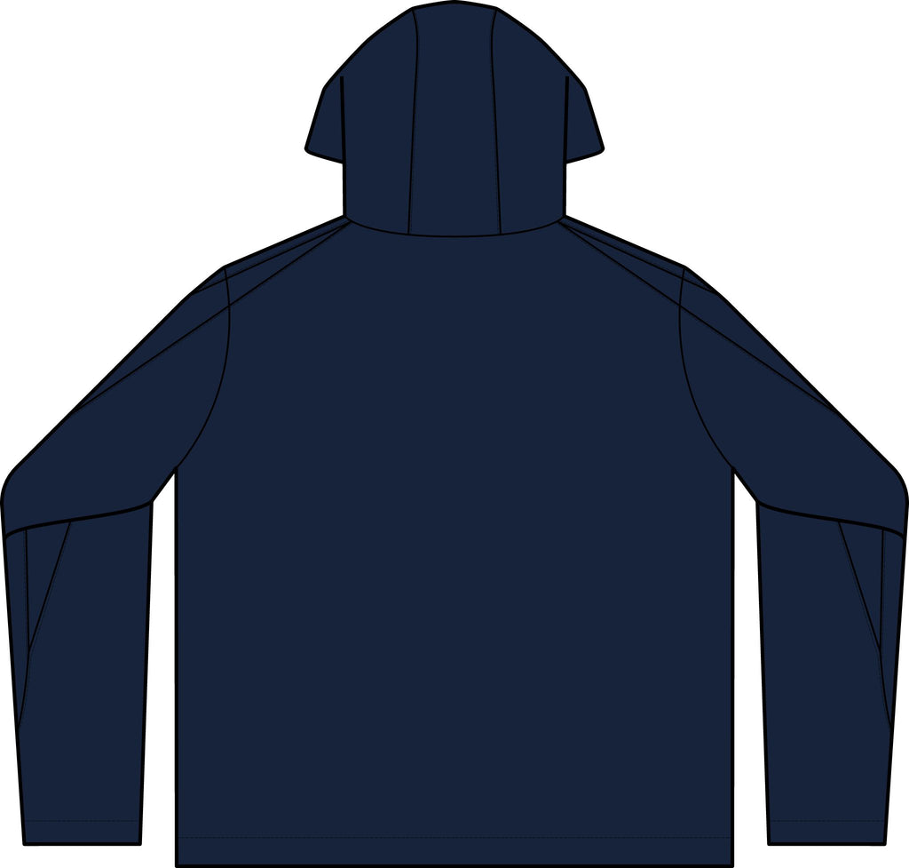 Fleece-Lined Colorblock Jacket — Navy Hooded Winter Coat with Subtle Chest Logo
