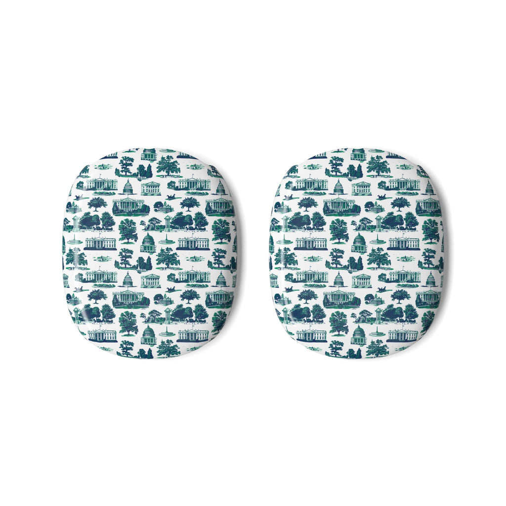 Toile Pattern AirPod Max Cases — Blue Vintage Scenic Design