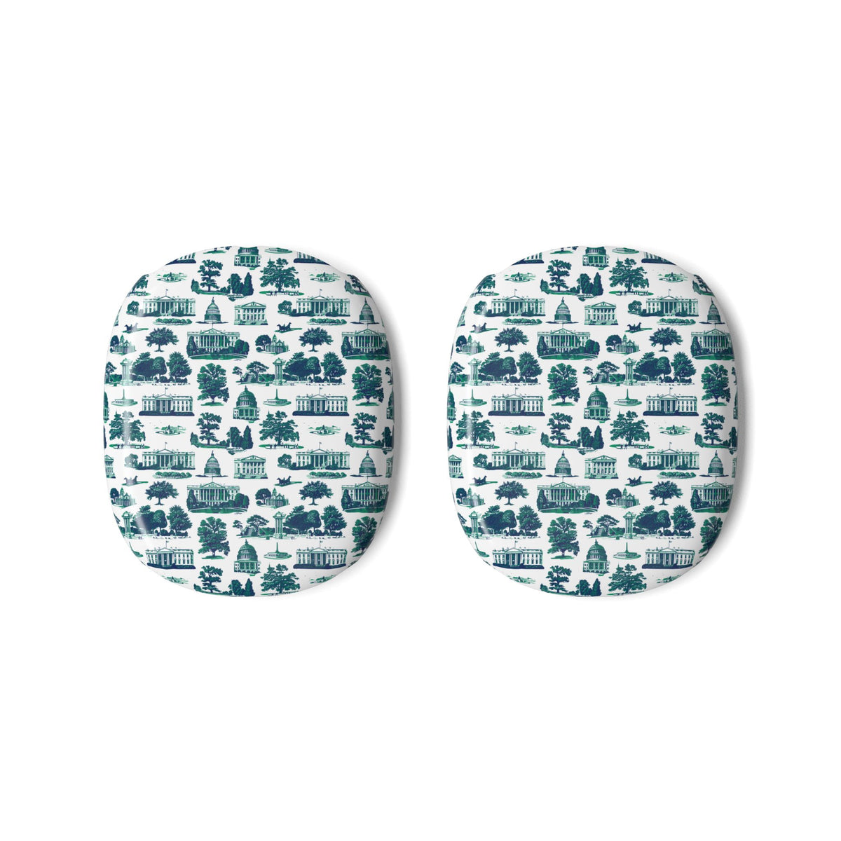 Toile Pattern AirPod Max Cases — Blue Vintage Scenic Design