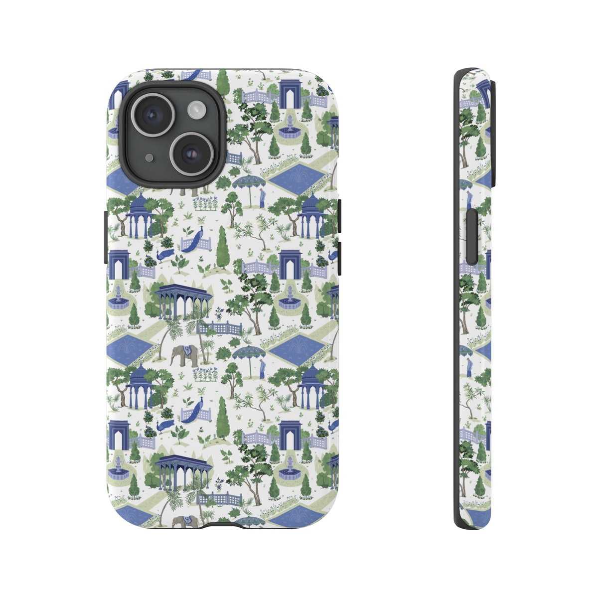 Garden Pavilion Phone Case — Blue & Green Toile Protective iPhone Cover