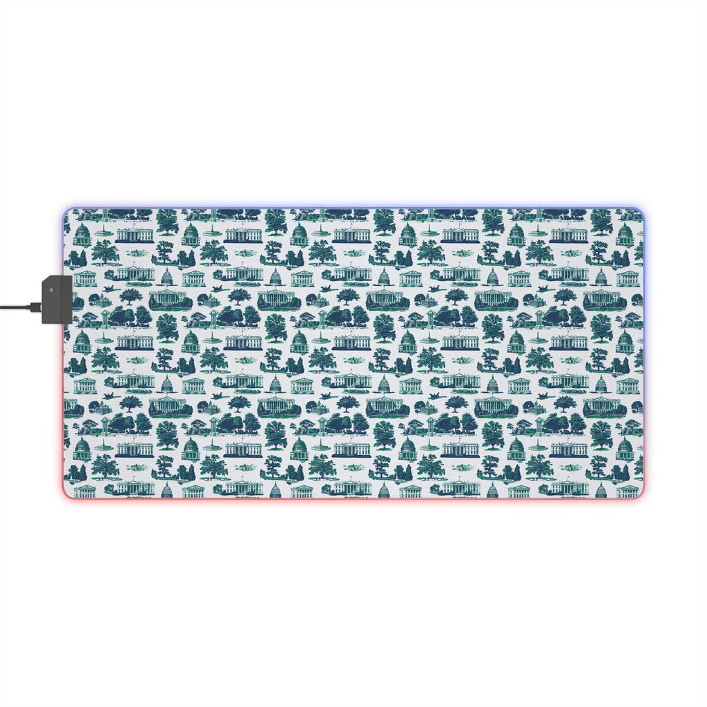 LED Gaming Mouse Pad — RGB Edge Large Desk Mat (Blue Stripe Pattern)