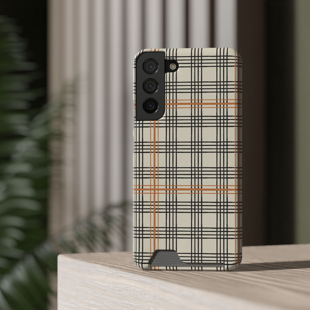 Plaid Card-Holder Phone Case — Slim Protective Wallet Case