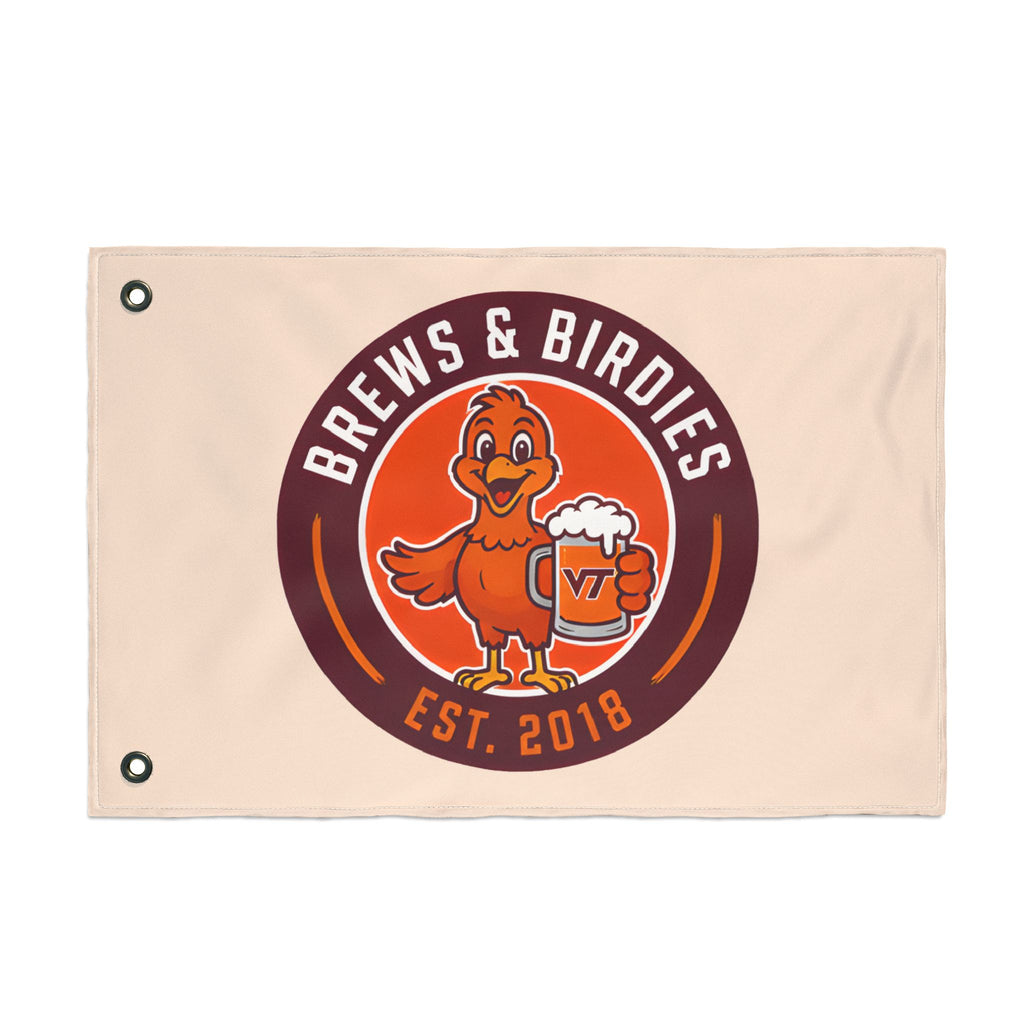 Brews & Birdies Double-Sided Flag — Beer Club Golf Team Banner (Est. 2018)