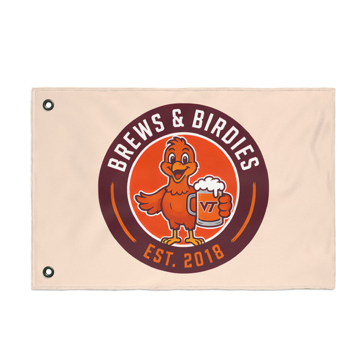 Brews & Birdies Double-Sided Flag — Beer Club Golf Team Banner (Est. 2018)
