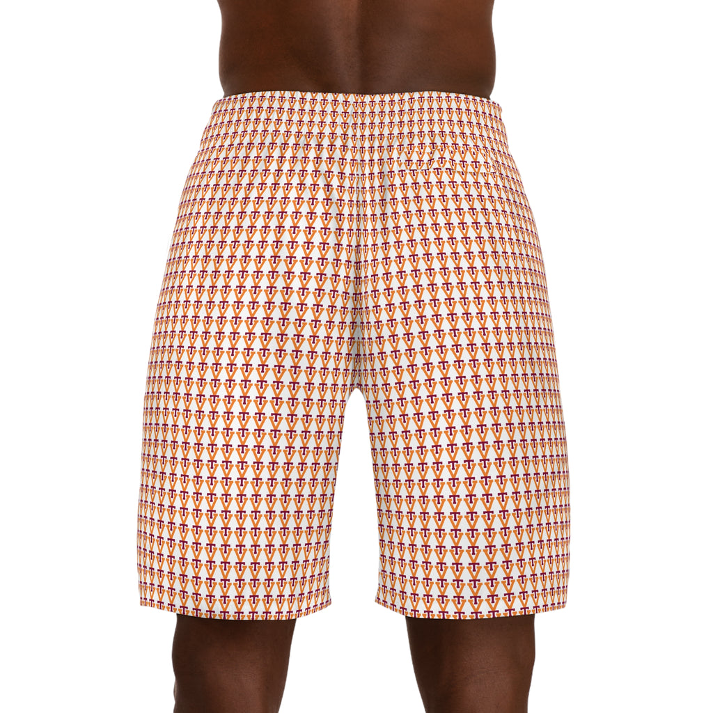 Men's Jogger Shorts — Retro Orange Checker All-Over Print