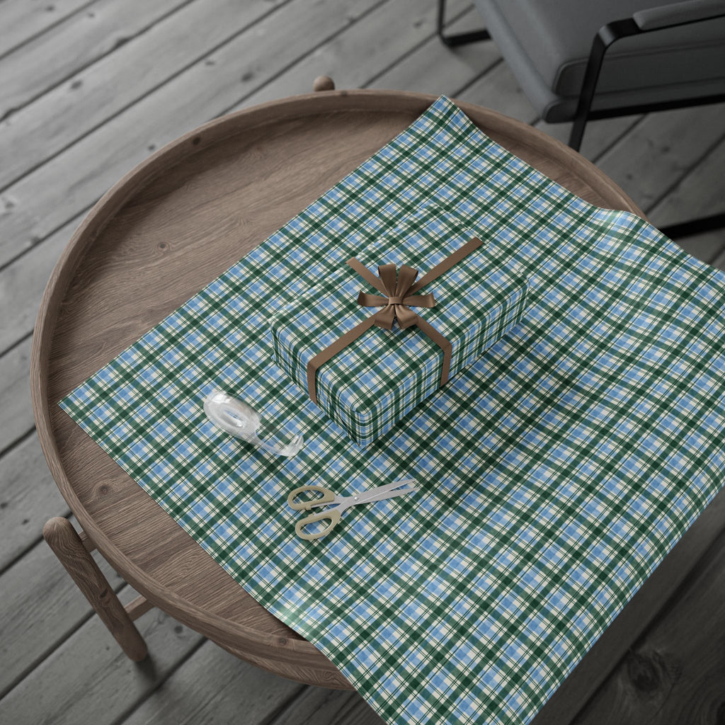 Plaid Wrapping Paper Roll — Blue & Green Tartan Gift Wrap