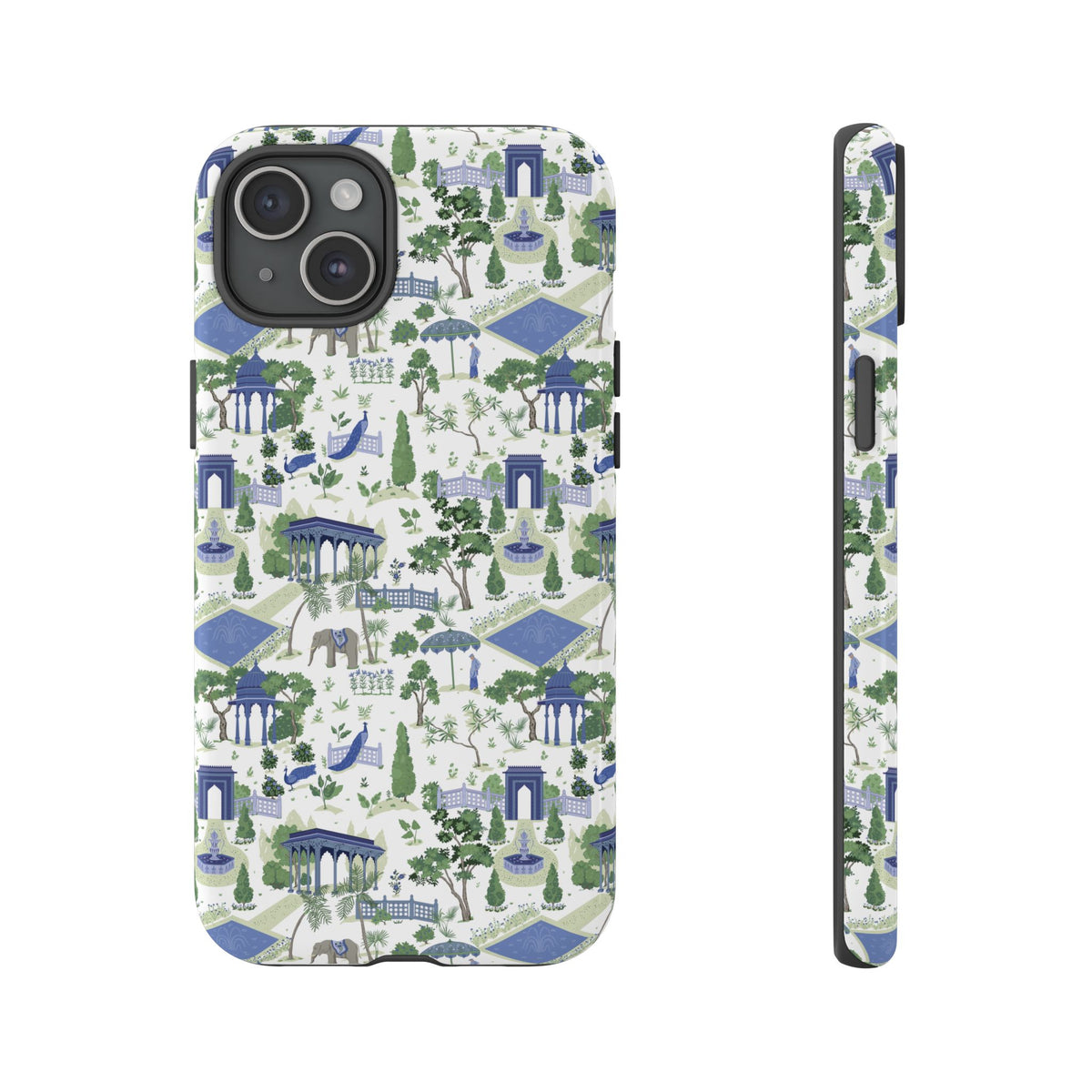 Garden Pavilion Phone Case — Blue & Green Toile Protective iPhone Cover