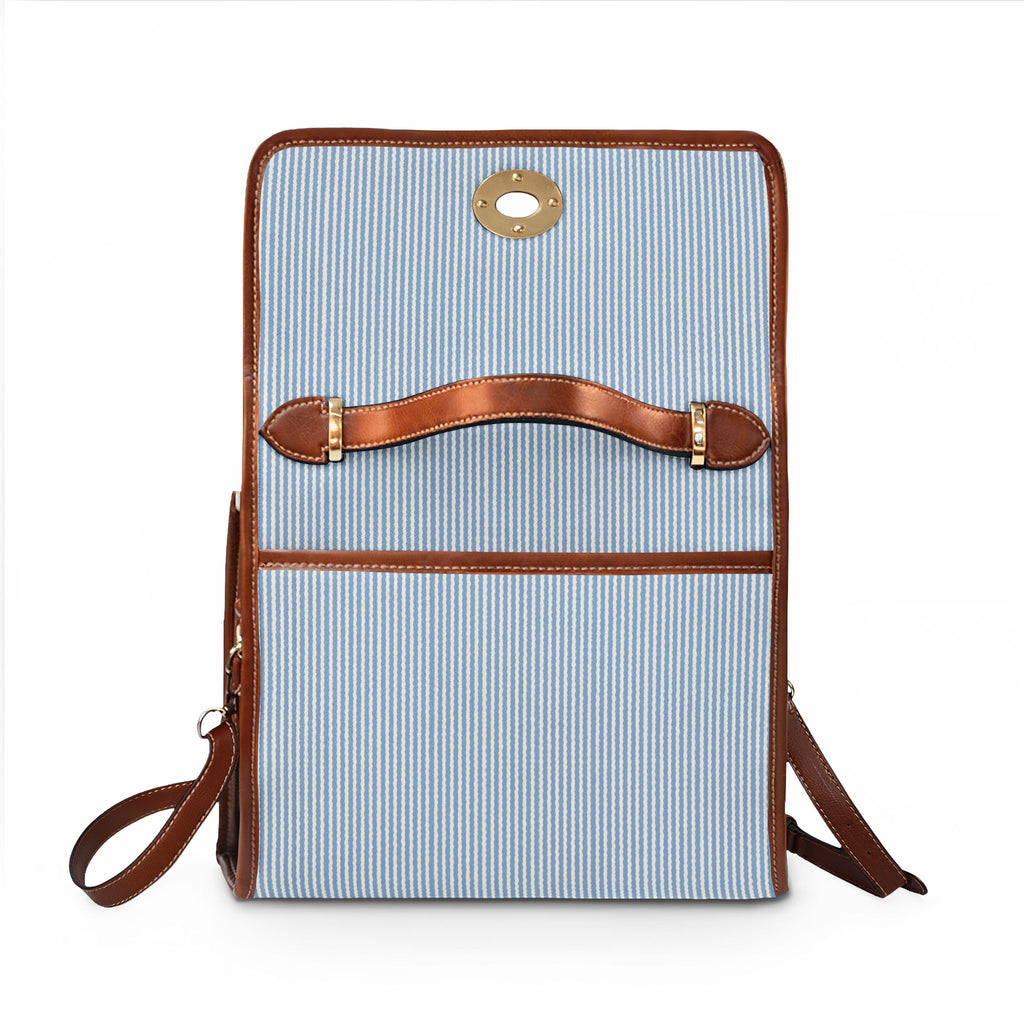 Canvas Satchel — Blue Toile Waterproof Travel Bag