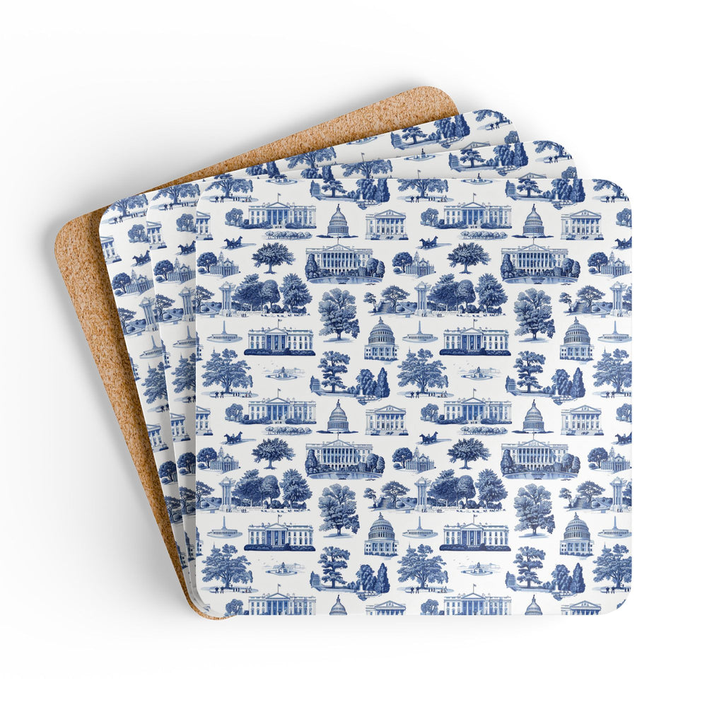 Blue Toile Washington D.C. Landmark Coasters (Set of 4)