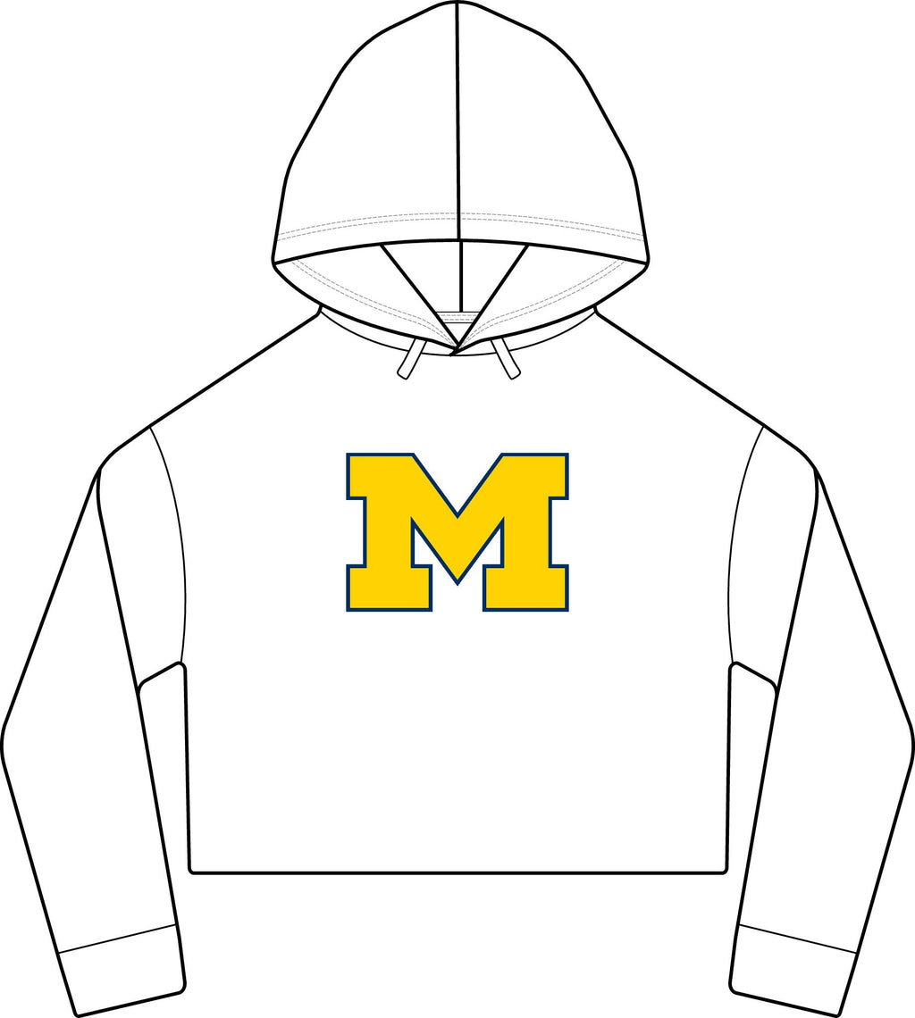 Cropped Women's Laguna Sueded Raw Edge Hoodie with Bold M Logo