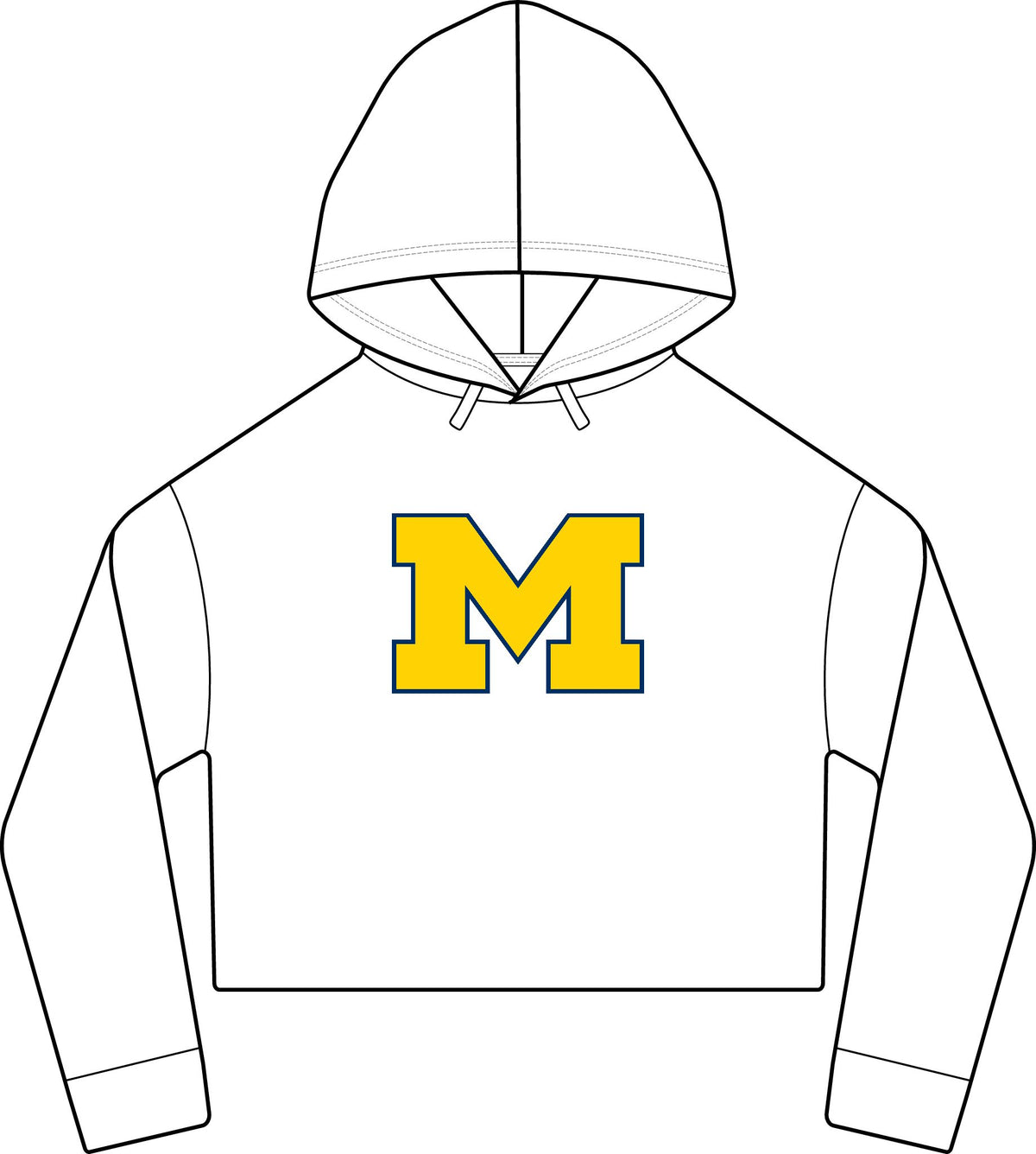 Cropped Women's Laguna Sueded Raw Edge Hoodie with Bold M Logo