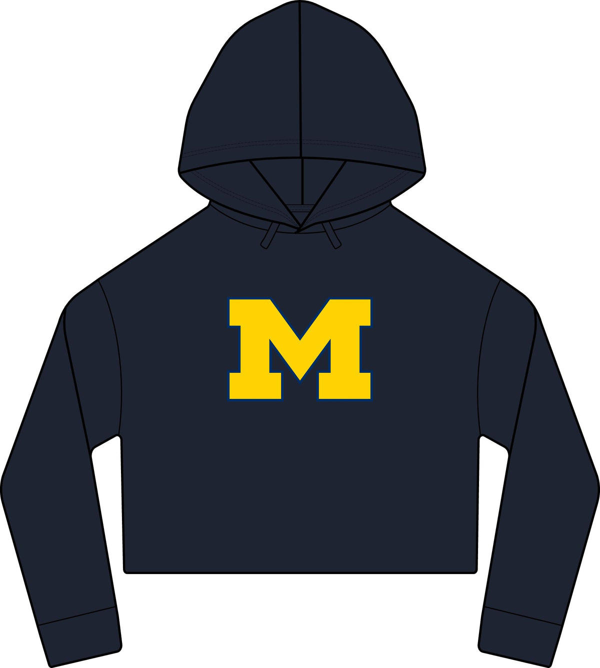 Cropped Women's Laguna Sueded Raw Edge Hoodie with Bold M Logo