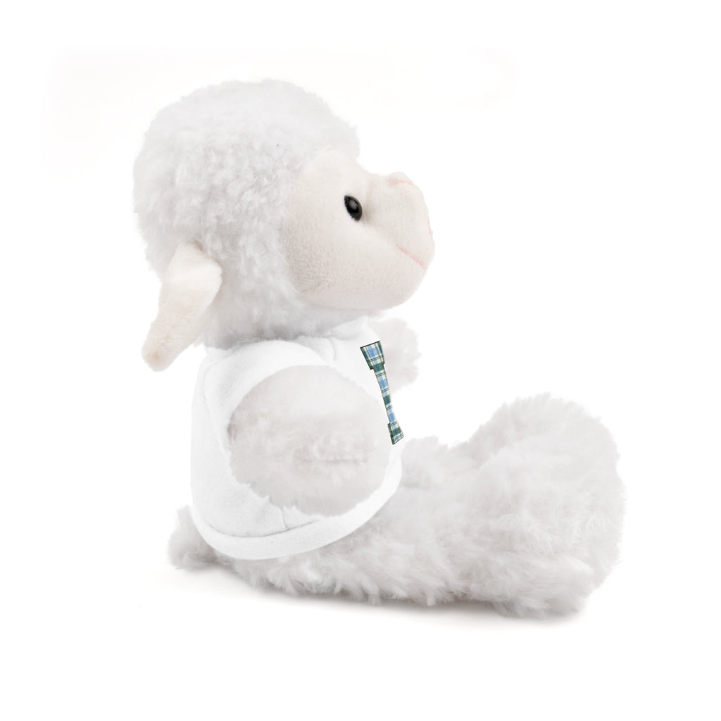Plush Bear with Plaid Monogram Tee — Personalized Initial 'B' Stuffed Animal Gift