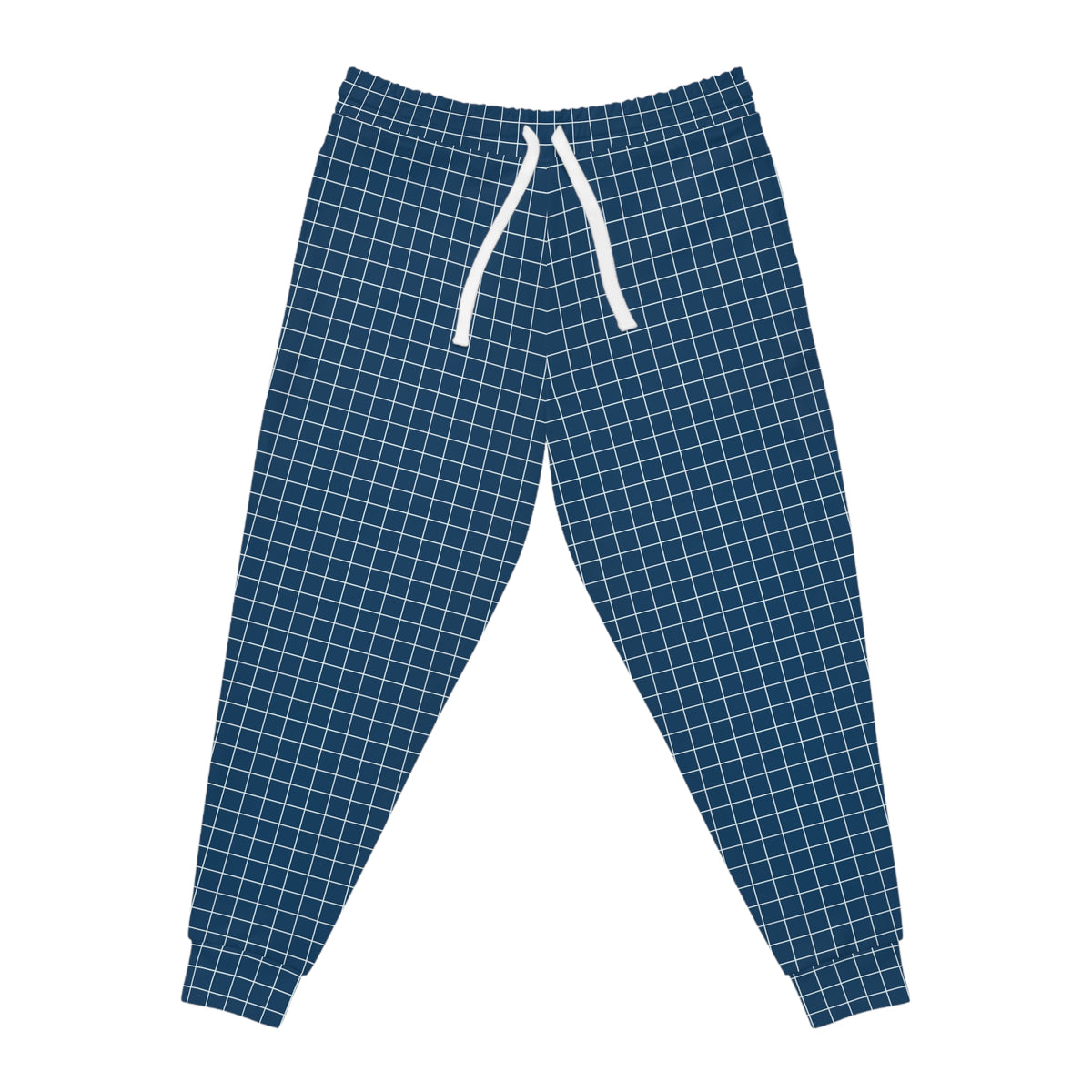 Navy Grid Athletic Joggers — Men's Active Plaid Sweatpants