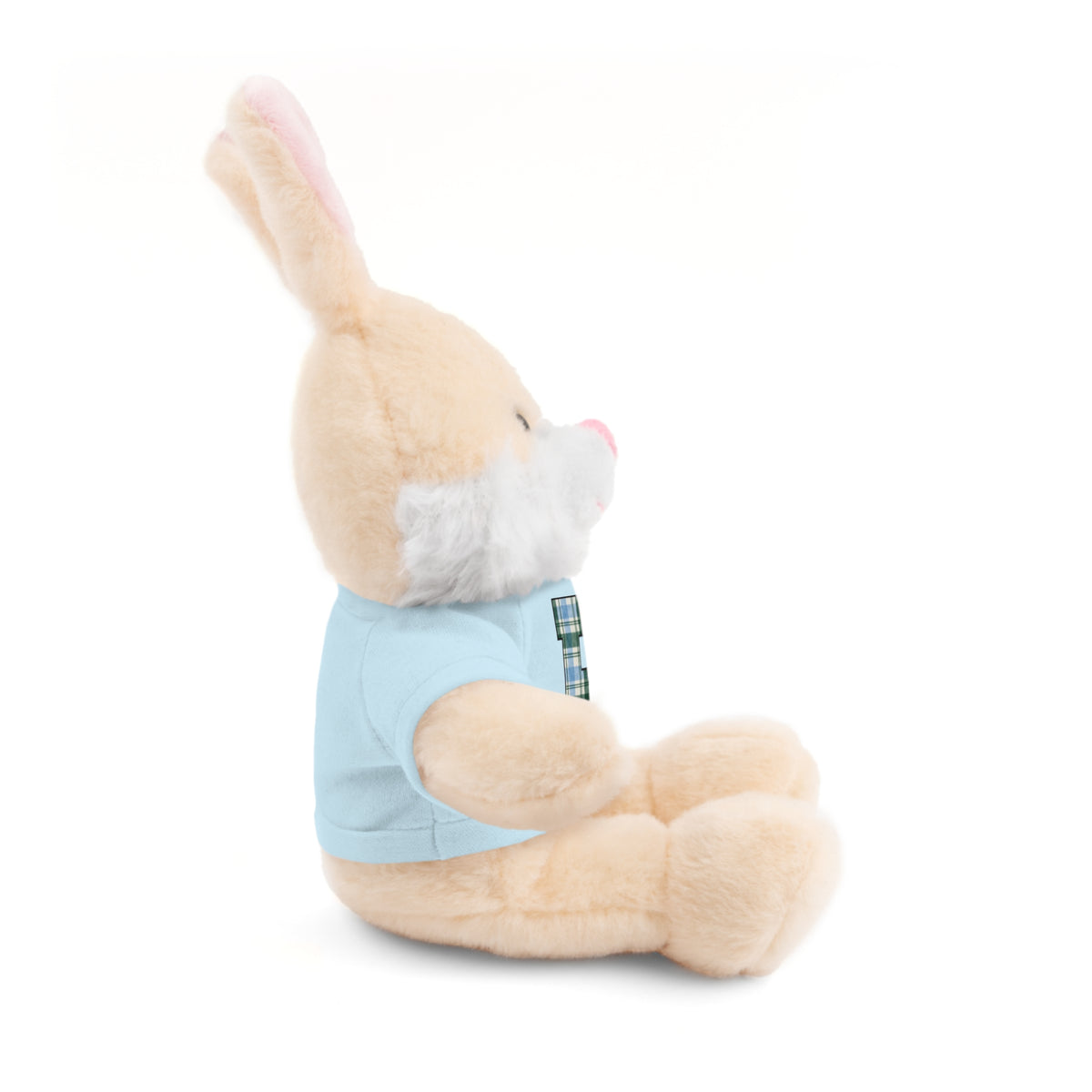 Plush Bear with Plaid Monogram Tee — Personalized Initial 'B' Stuffed Animal Gift