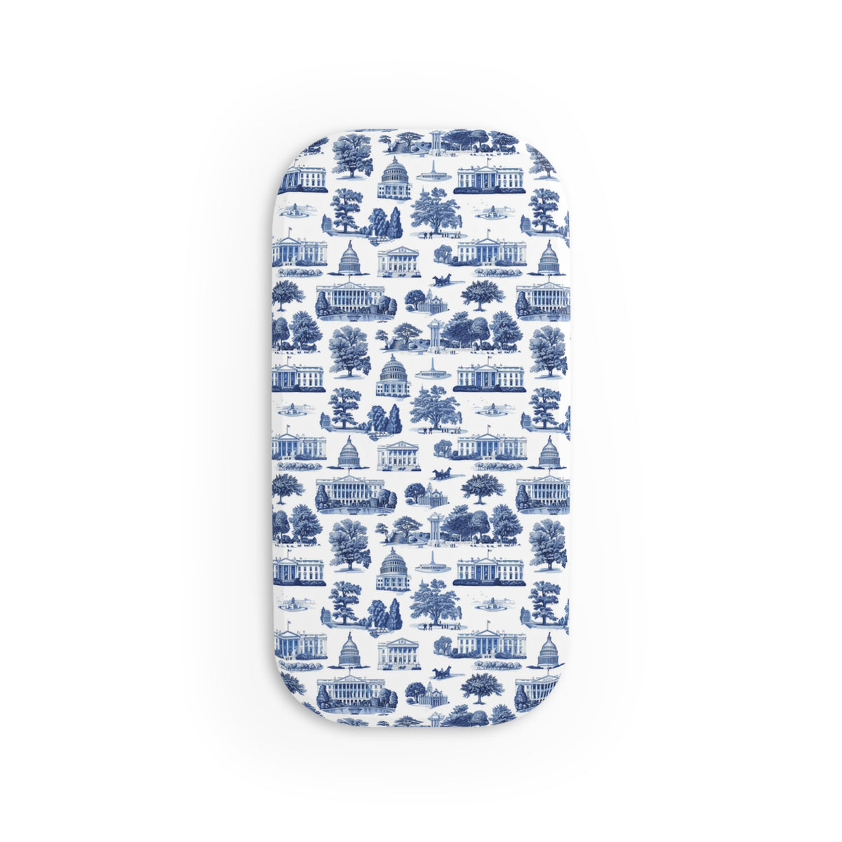 Blue Toile Cityscape Phone Grip — Click-On Stand & Hold