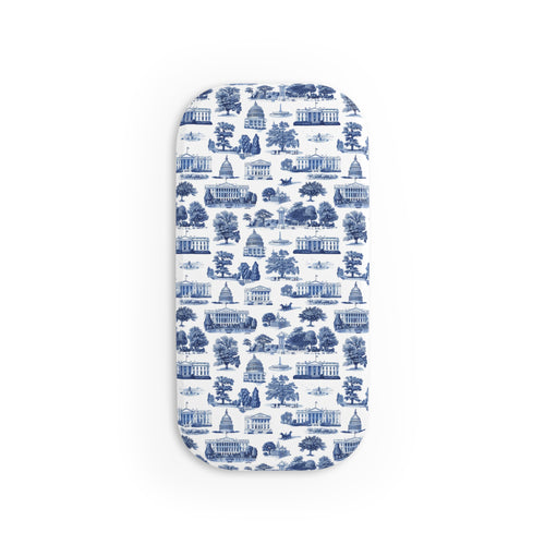 Blue Toile Cityscape Phone Grip — Click-On Stand & Hold