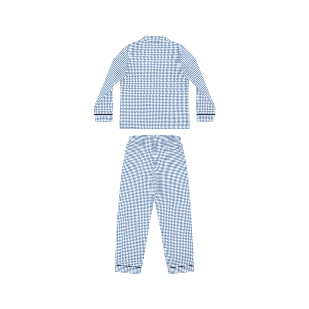 Blue Gingham Satin Women's Pajama Set — Luxury Button-Down Sleepwear
