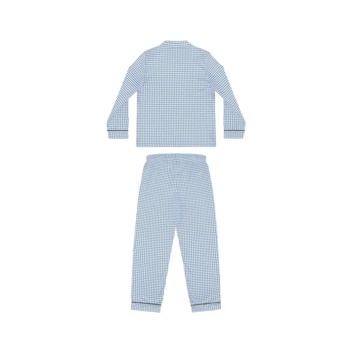 Blue Gingham Satin Women's Pajama Set — Luxury Button-Down Sleepwear