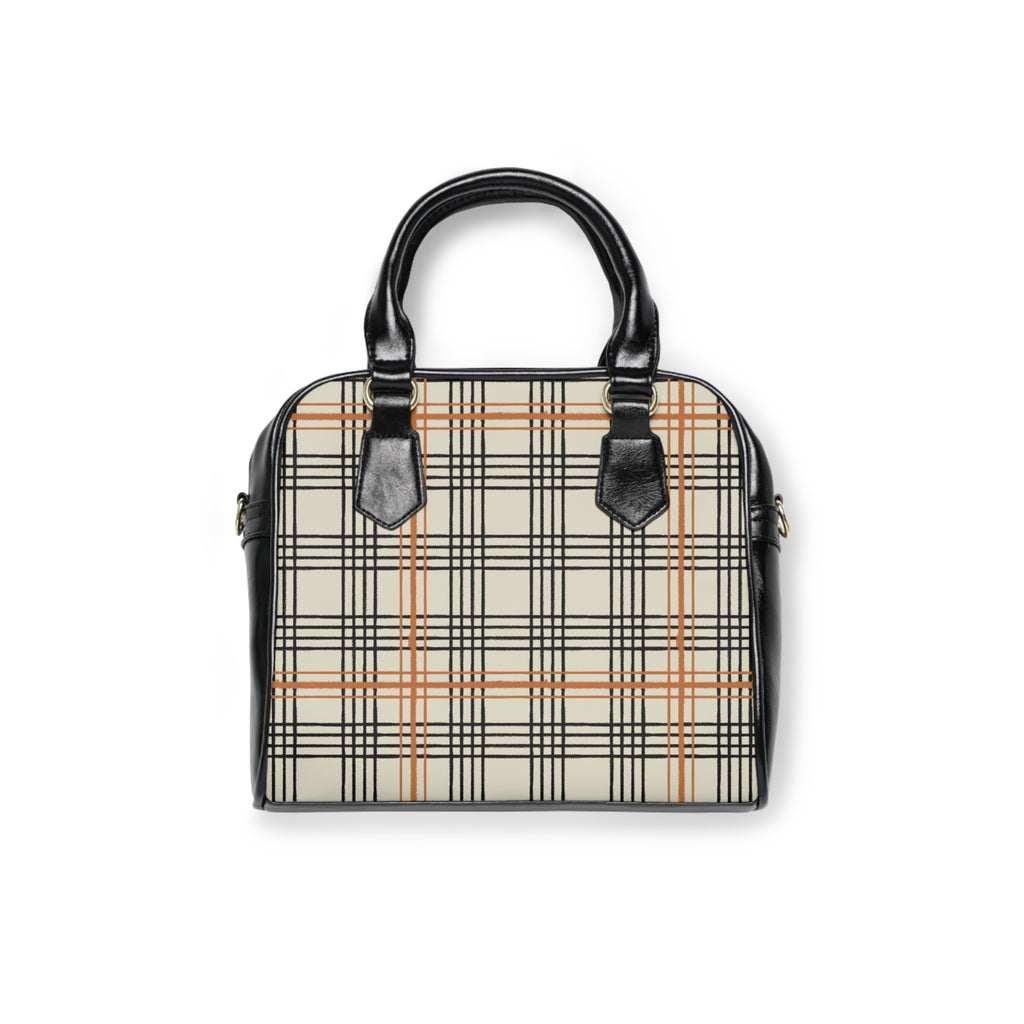 Plaid Shoulder Handbag — Classic Beige Check Tote