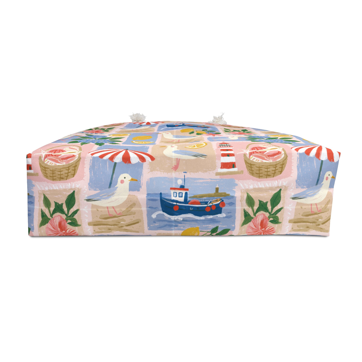 Coastal Summer Weekender Bag — Seaside Seagulls & Hydrangea Tote