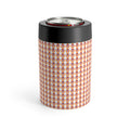 Insulated Can Cooler with Geometric Violet-Orange Pattern