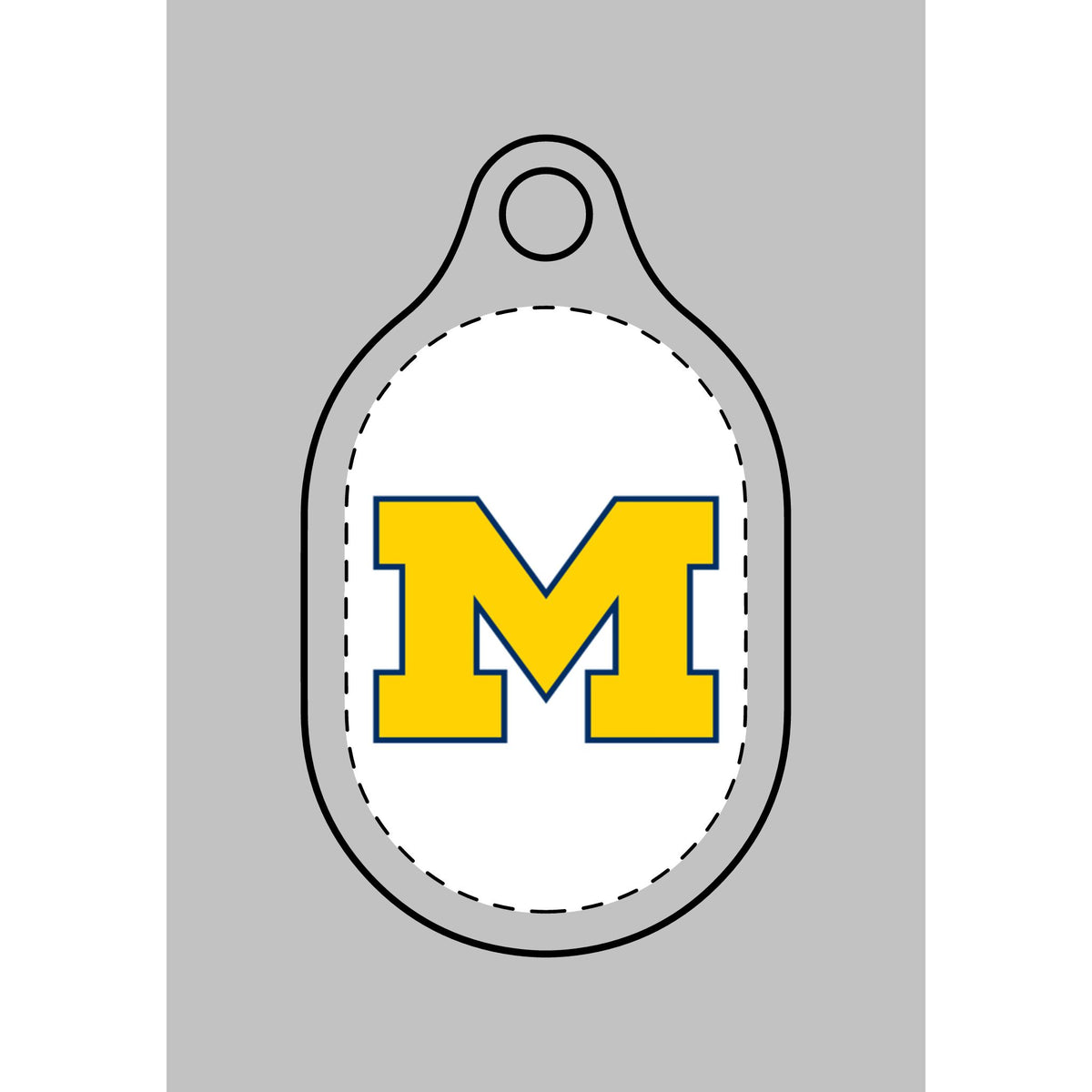 University Block M AirTag Keychain Cover — Yellow M Logo Tracker Case