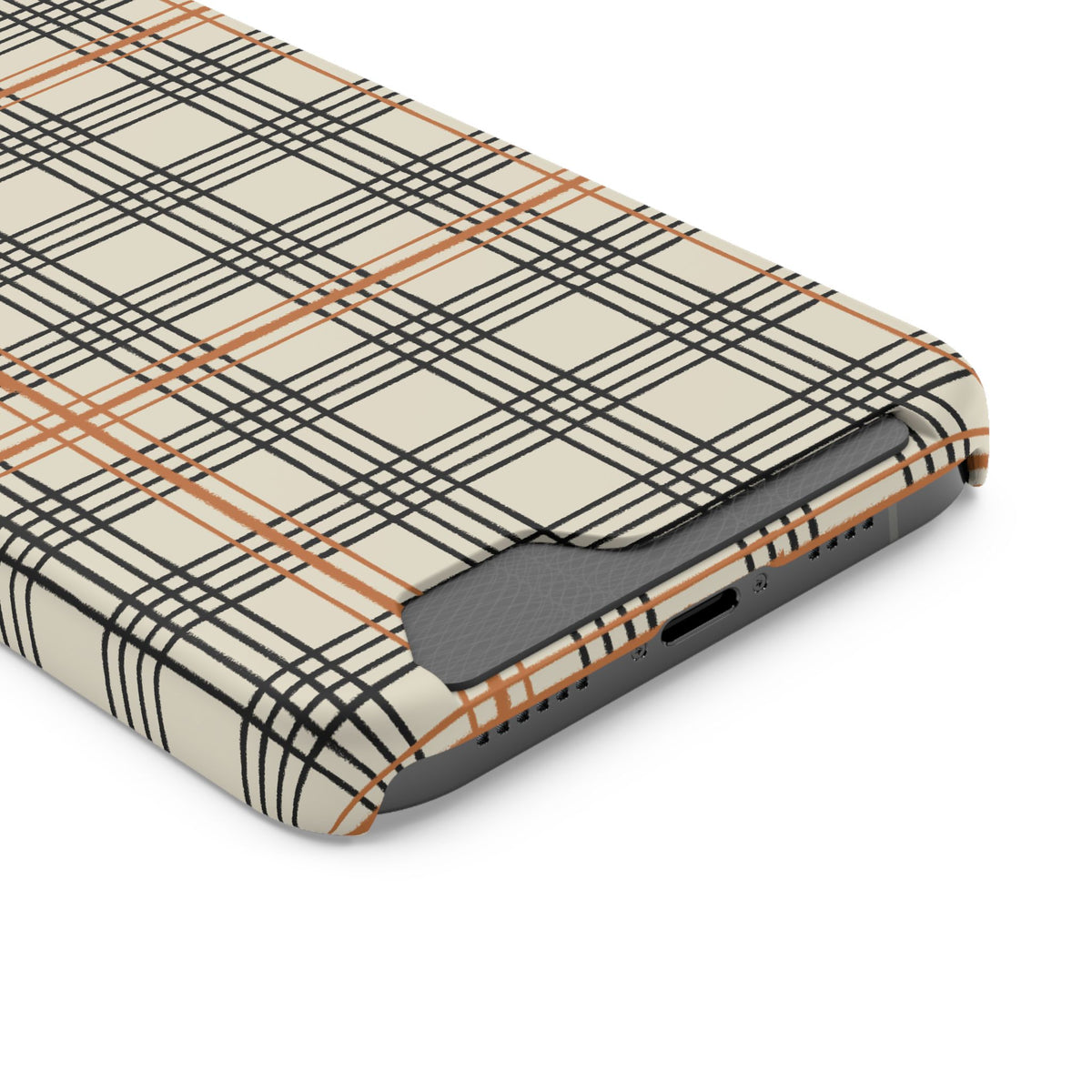 Plaid Card-Holder Phone Case — Slim Protective Wallet Case