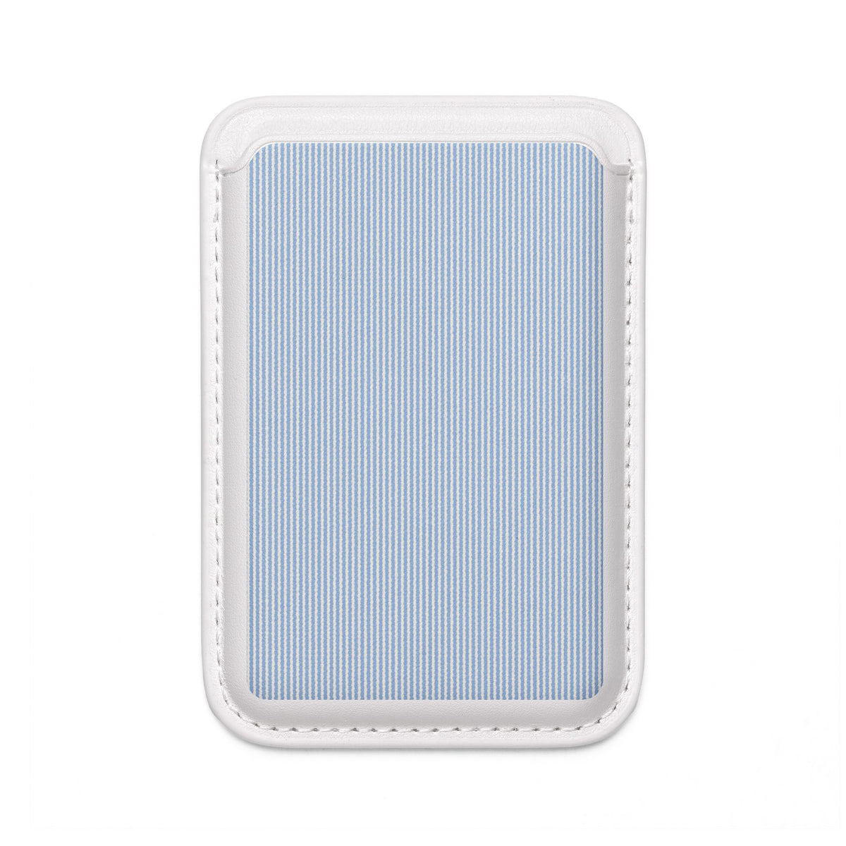 MagSafe Vegan Card Wallet — Pastel Blue Stripe Phone Pocket