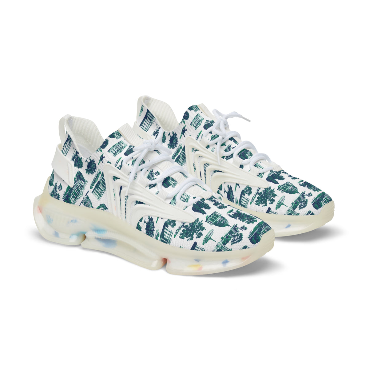 Men's Mesh Sneakers — Tropical Palm Print Athletic Shoes
