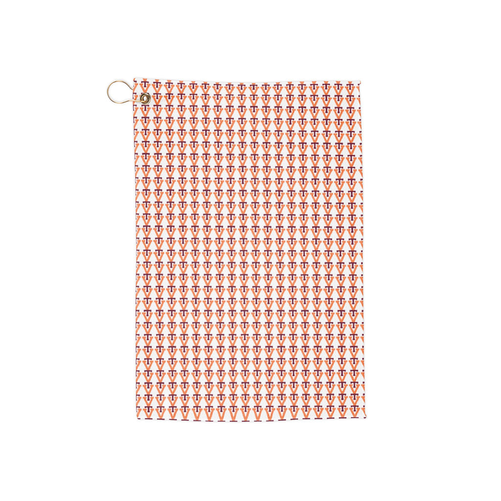 Golf Towel — Repeating Golf Ball Pattern Microfiber Towel with Grommet & Hook