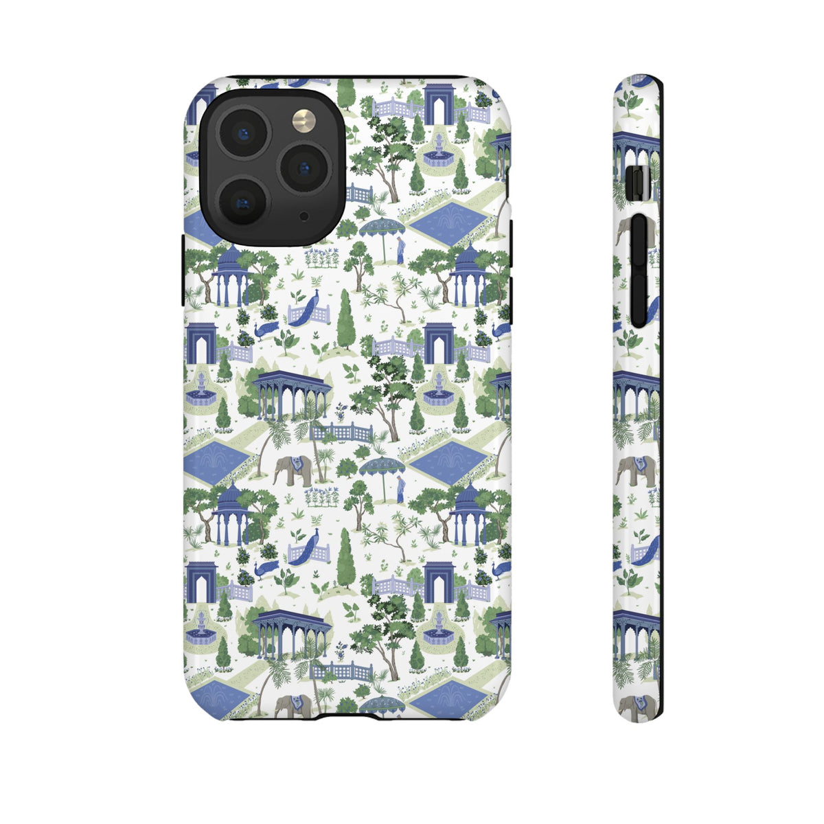 Garden Pavilion Phone Case — Blue & Green Toile Protective iPhone Cover