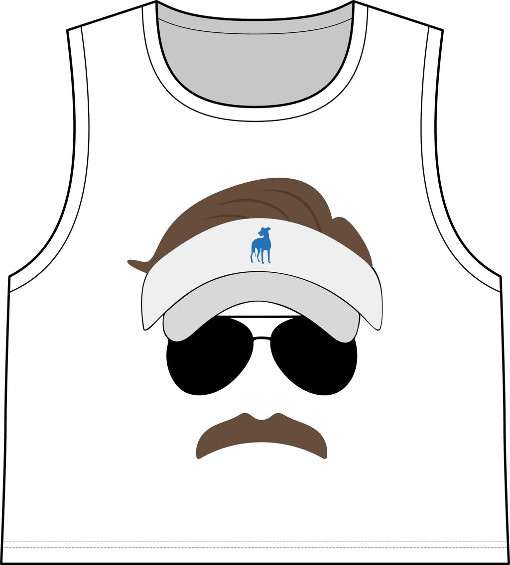 Martini Visor Face Crop Tank Top — Retro Aviator Mustache Sunglasses Design