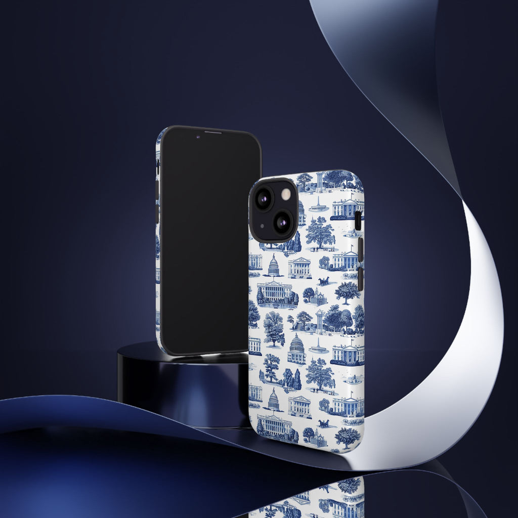 Washington DC Toile Phone Case — Blue Scenic Capitol Protective Tough Case