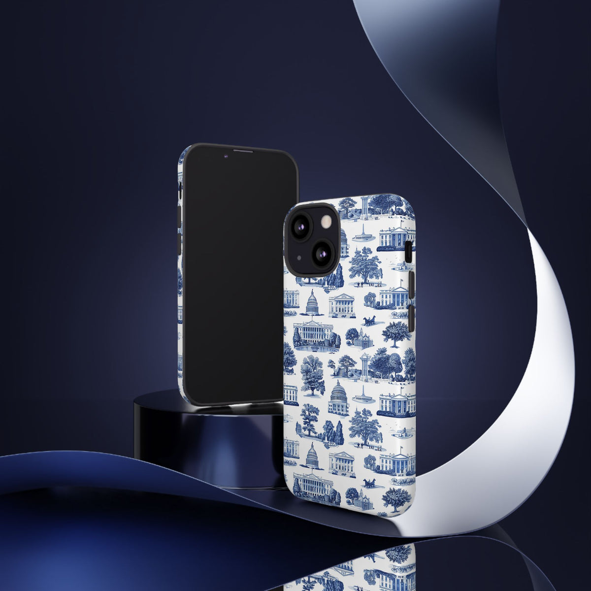 Washington DC Toile Phone Case — Blue Scenic Capitol Protective Tough Case