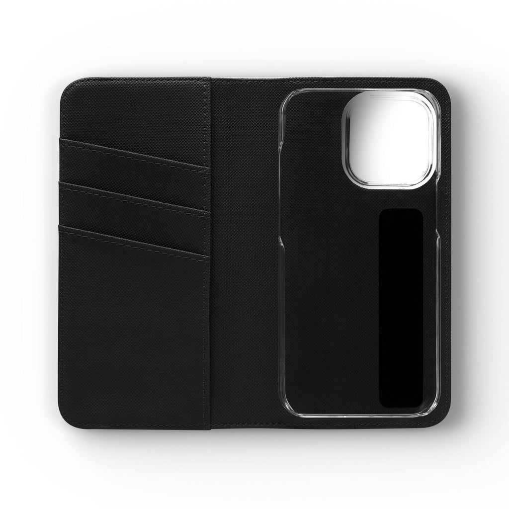 Vintage Toile Flip Phone Case — Blue Scenic Wallet Cover with Card Slots