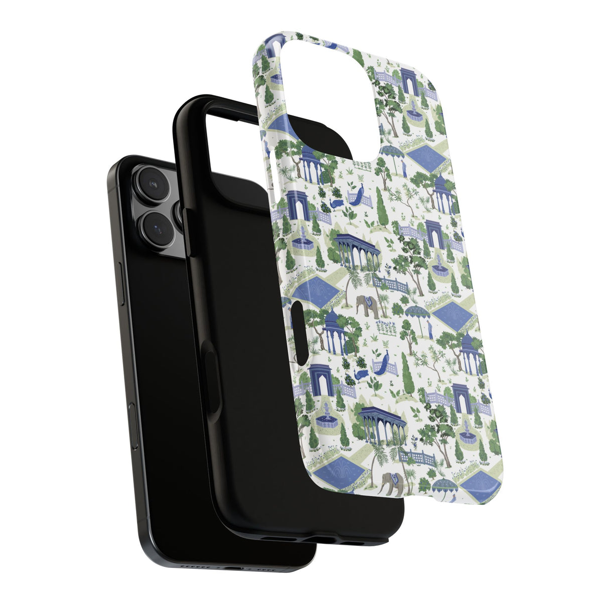 Garden Pavilion Phone Case — Blue & Green Toile Protective iPhone Cover