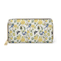 Floral Bird Zip Wallet — Yellow Blossom Garden Long Zipper Wallet