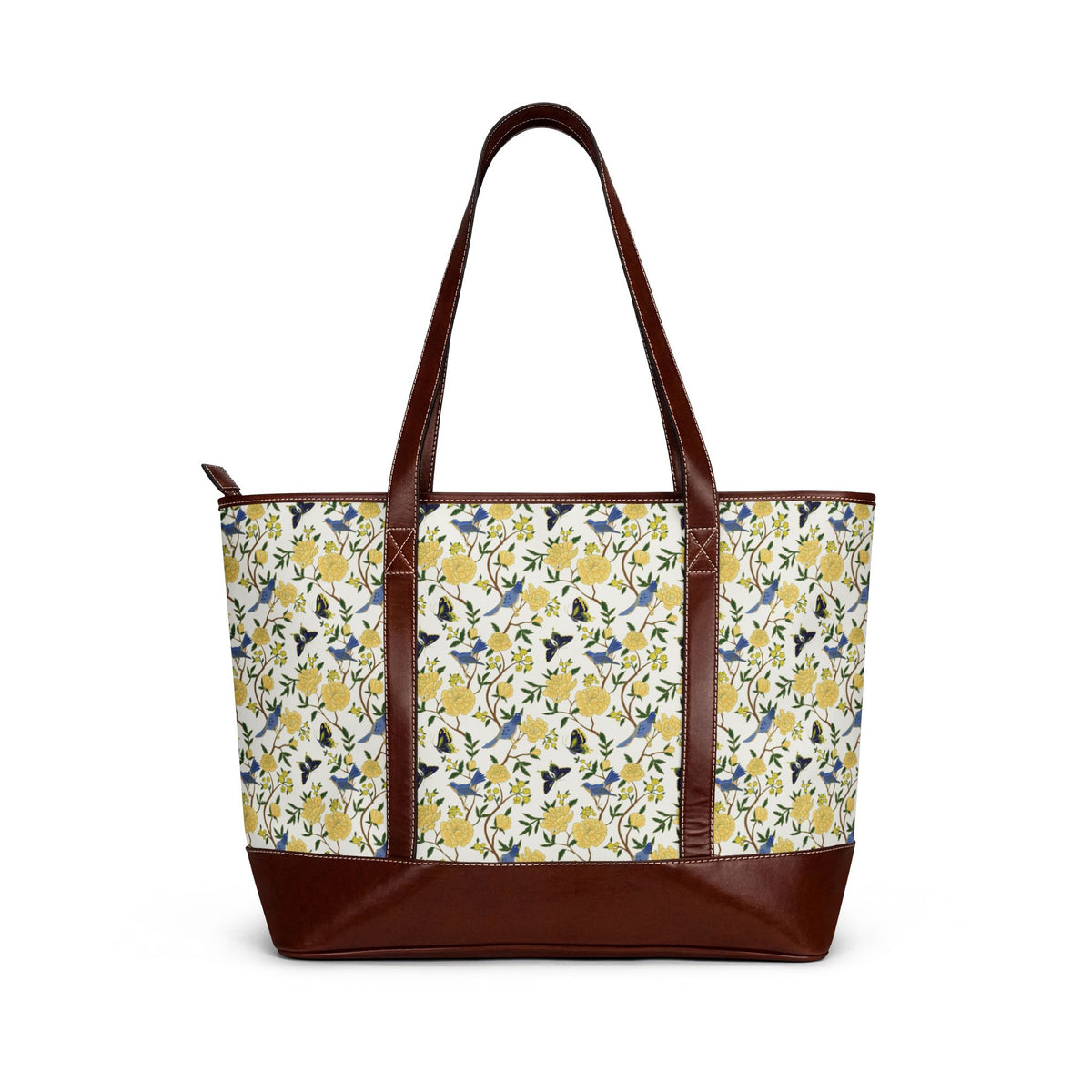 Floral Lemon Tote Handbag — Yellow Wildflower Print Shoulder Bag