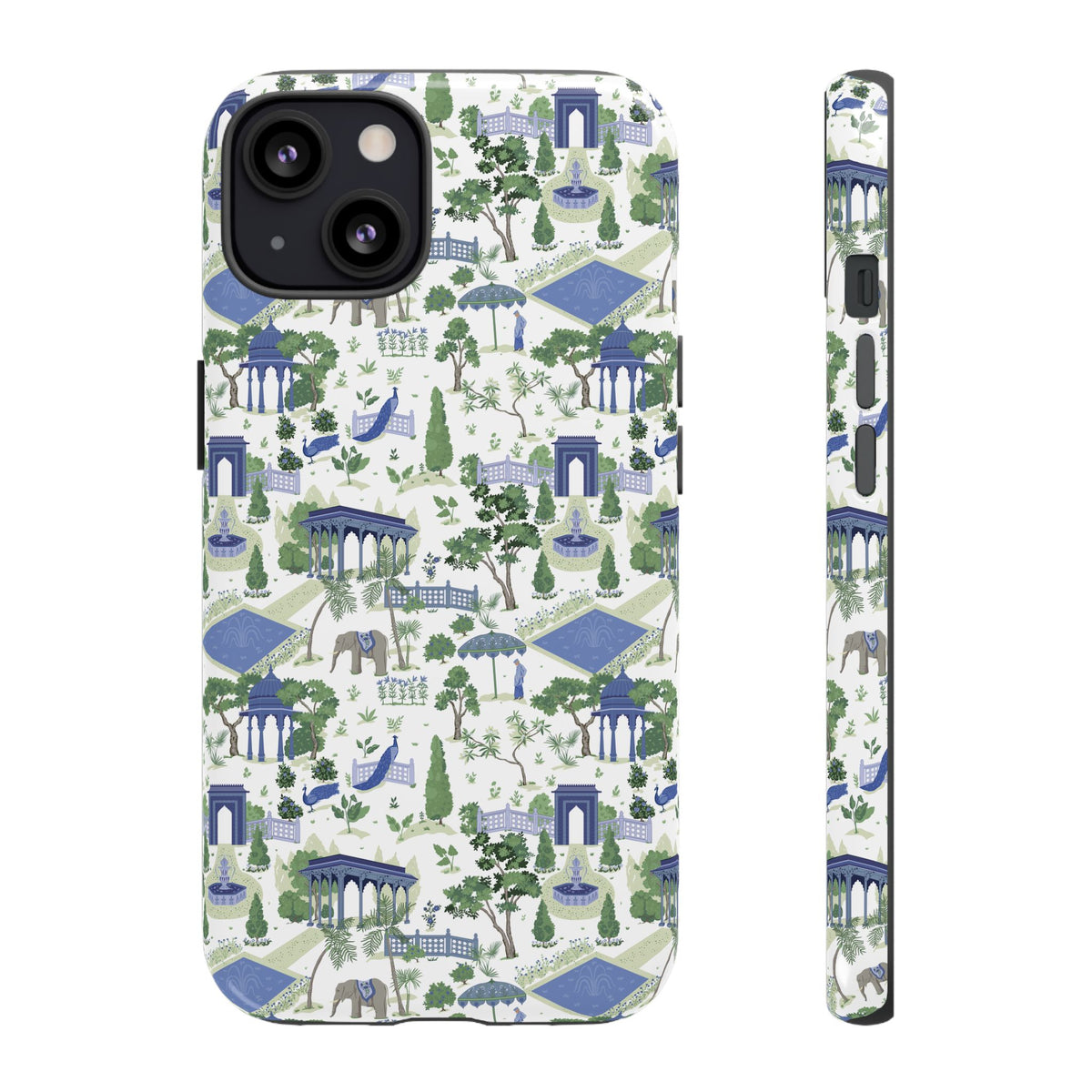 Garden Pavilion Phone Case — Blue & Green Toile Protective iPhone Cover