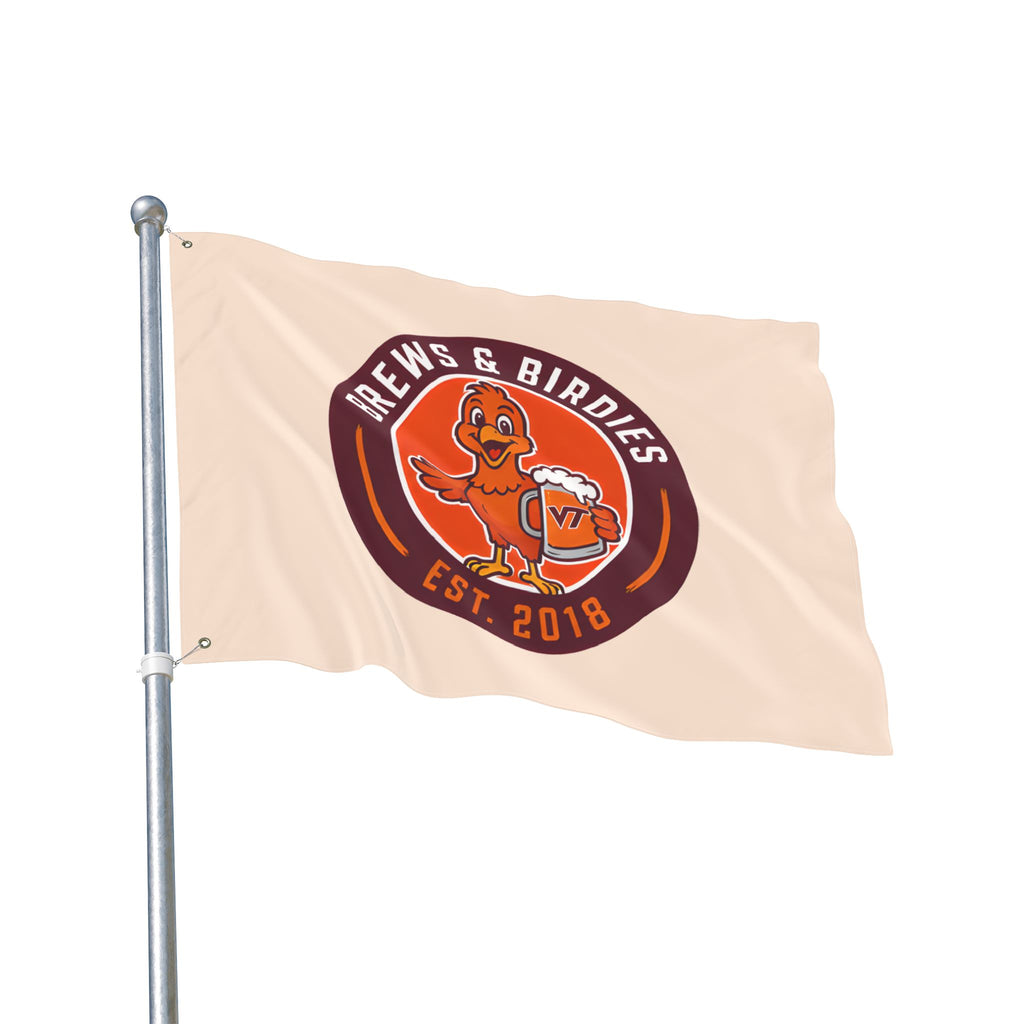 Brews & Birdies Double-Sided Flag — Beer Club Golf Team Banner (Est. 2018)