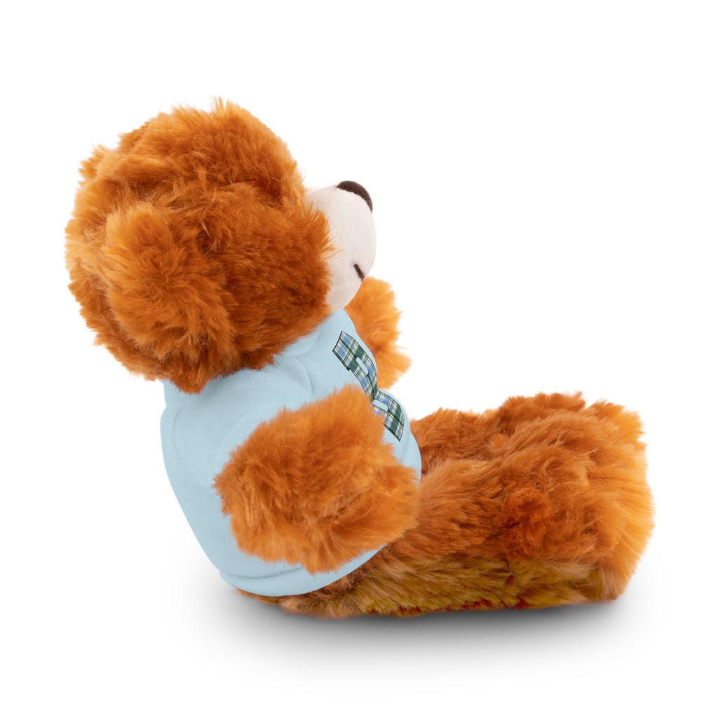 Plush Bear with Plaid Monogram Tee — Personalized Initial 'B' Stuffed Animal Gift