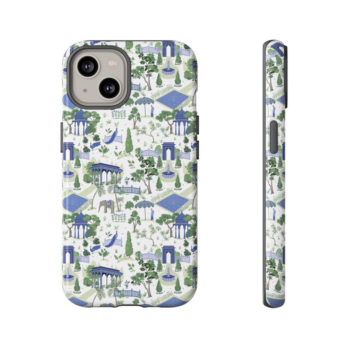 Garden Pavilion Phone Case — Blue & Green Toile Protective iPhone Cover