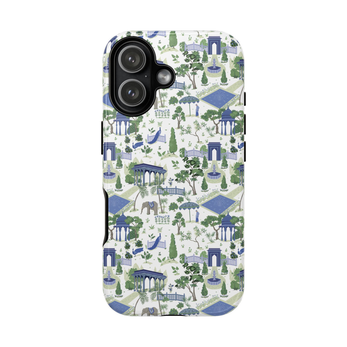 Garden Pavilion Phone Case — Blue & Green Toile Protective iPhone Cover