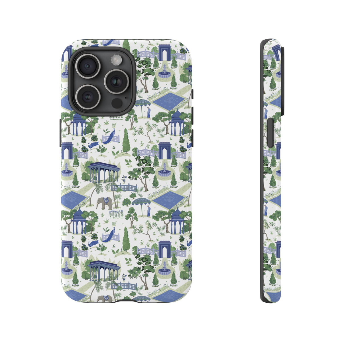 Garden Pavilion Phone Case — Blue & Green Toile Protective iPhone Cover