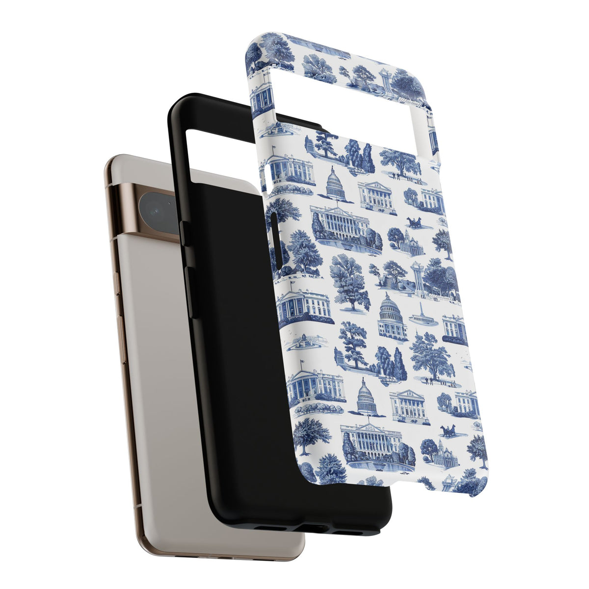 Washington DC Toile Phone Case — Blue Scenic Capitol Protective Tough Case