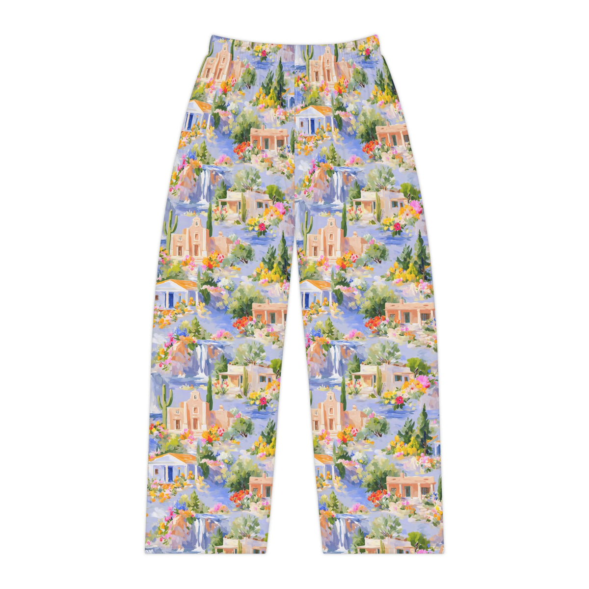 Coastal Village Women's Pajama Pants - Watercolor Mediterranean Print