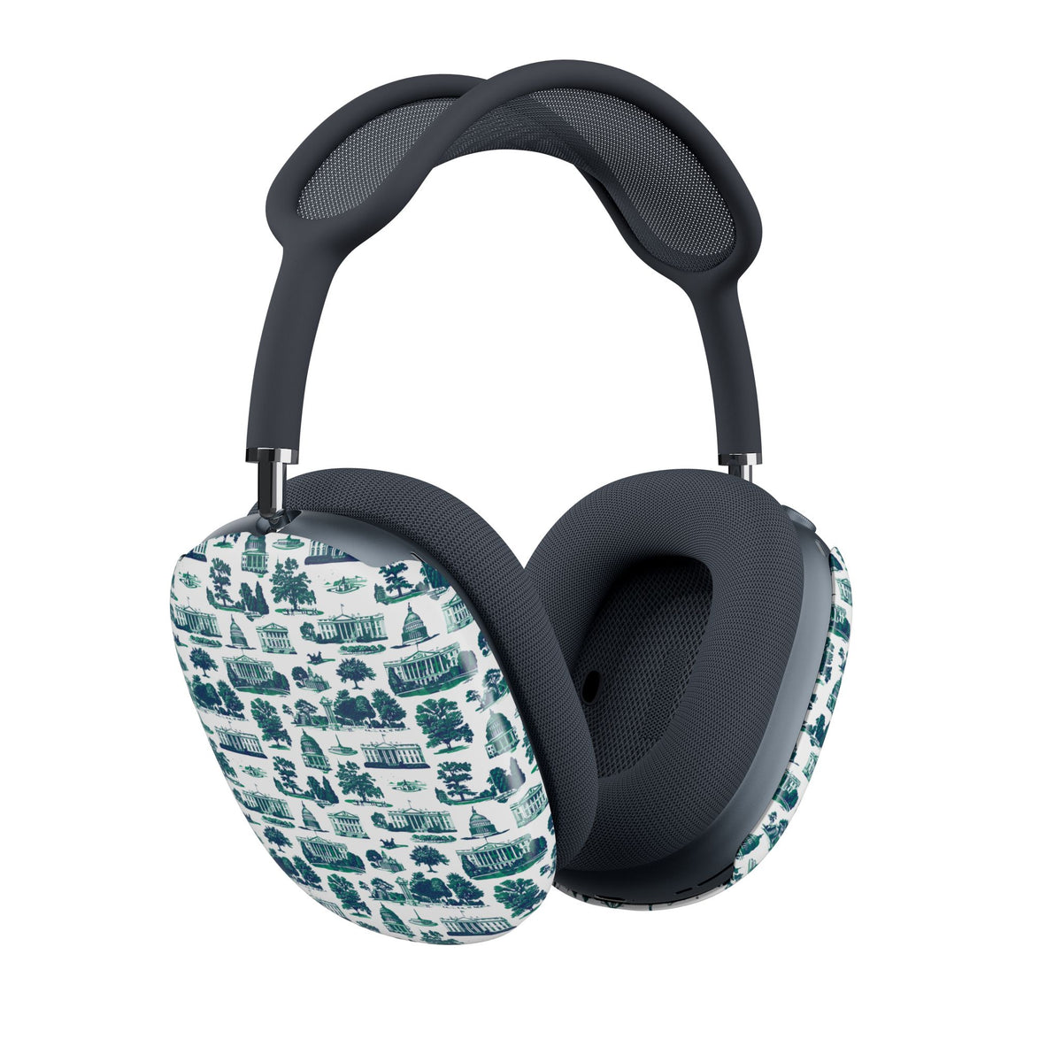 Toile Pattern AirPod Max Cases — Blue Vintage Scenic Design